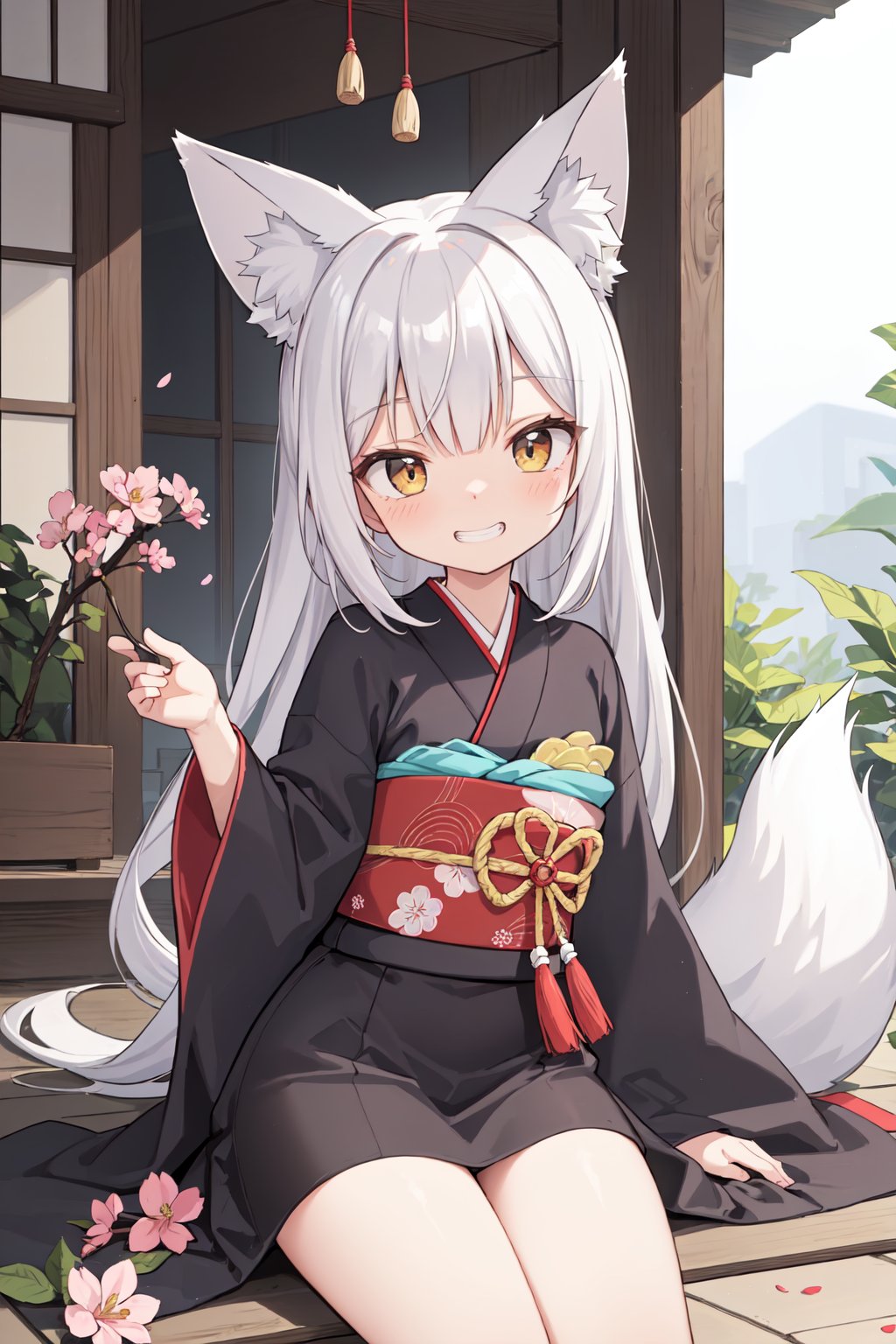 47114-1719290089-(best quality, masterpiece, petite, grin),This woman embodies the enchanting spirit of the mythical Japanese fox, known as the K.jpg